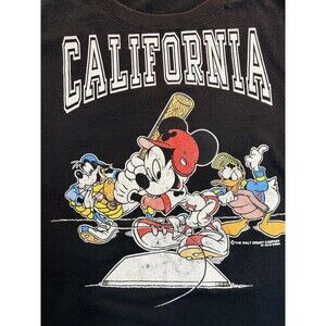 Vintage Disney Mickey Mouse California Graphic T Shirt Velva Sheen Black S Mens
